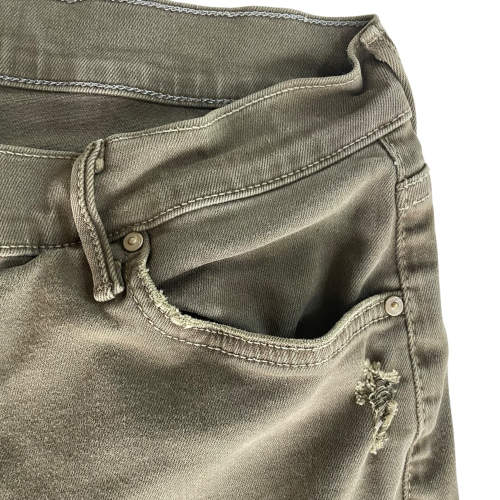 Mother The Drop Out Jeans Moss Green Stretch Crop Distressed Style Sz 28 - Picture 5 of 15